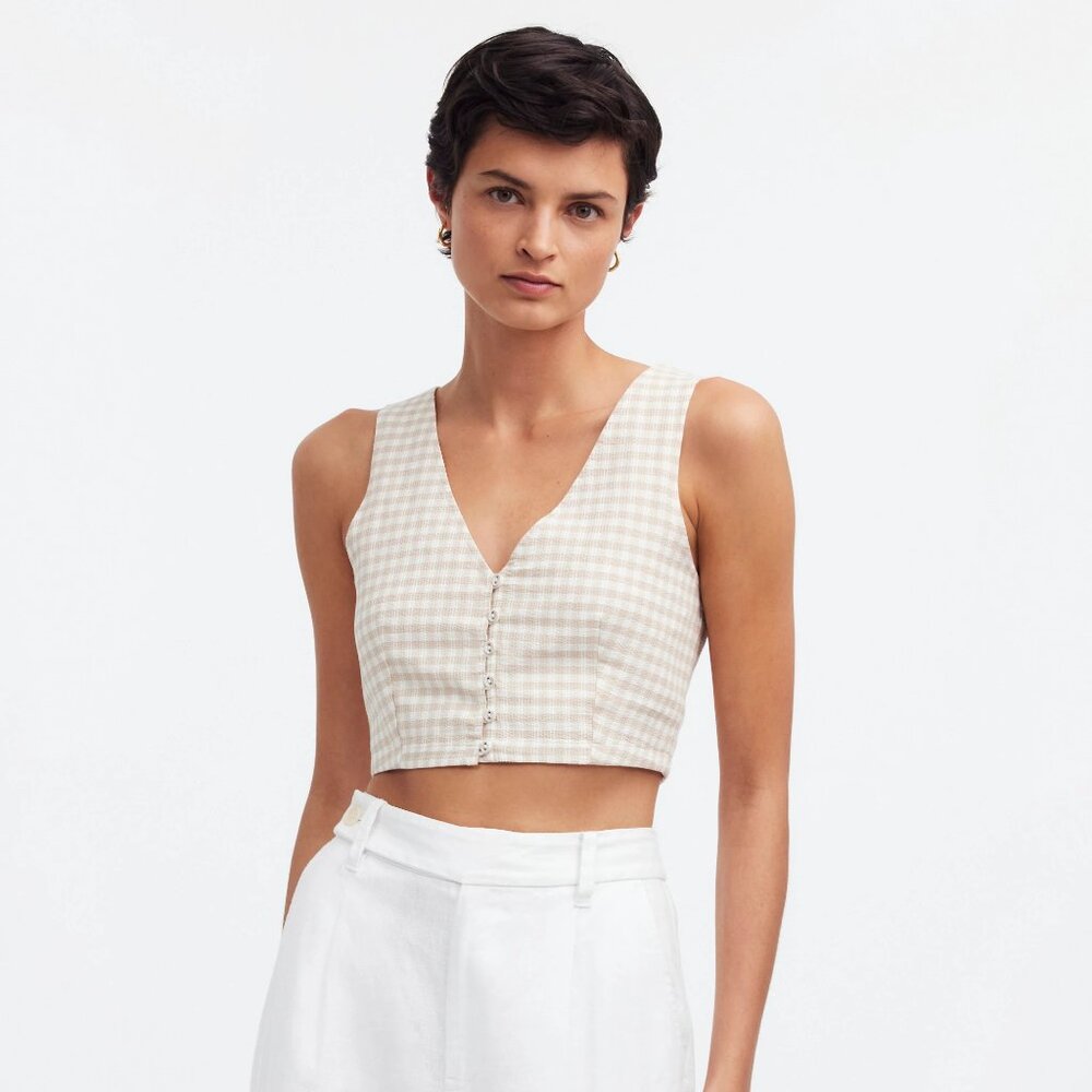 [NWT] Madewell Gwen Crop Vest Top in Check